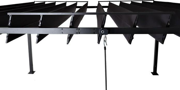 Actual product image Mendler Pergola HWC-L40, slatted pavilion, 8cm aluminium frame fabric/textile, 3x4m anthracite (388 cm, 295 cm)