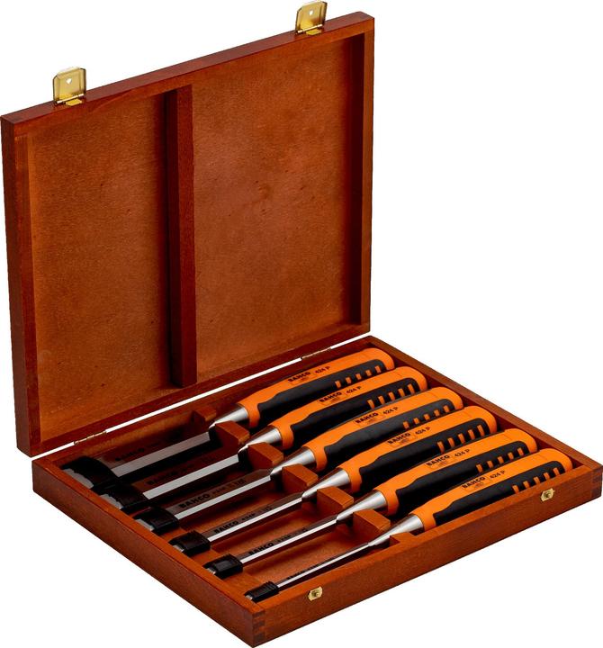Produktbild Bahco Stechbeitelsatz mit gummiertem Griff 6-32 mm - 6-teilig/Holzkiste (32 mm)