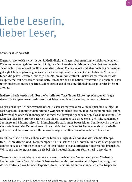 Produktbild Das grosse Rücken-Yoga-Buch (Deutsch, Patricia Römpke, Jutta Pietsch, 2024)
