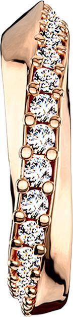 Star Piercing Micro Piercing Ring rosegold Halbkreis mit Kristallen verdreht (Messing, Chirurgenstahl 316L)