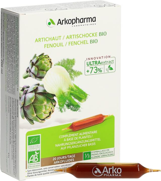 Actual product image Arkopharma Arkofluide Bio Artischocke-Fenchel (40 Piece, Ampoule, 371 g)