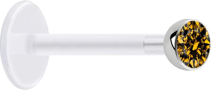 Produktbild Star Piercing Micro Labret transparent mit Kugel und Kristall gelb (ohne Messing, Chirurgenstahl 316L, Bioflex)
