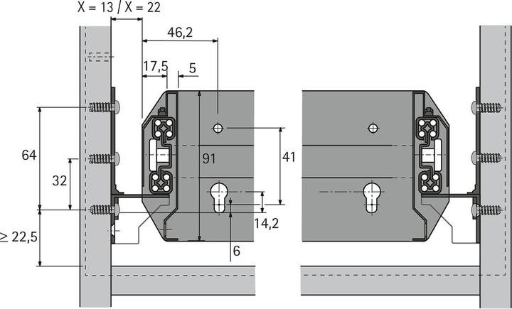 Actual product image Hettich Quadro Duplex 70 (1 pcs.)