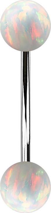 Produktbild Star Piercing Micro Banane silber mit zwei Kugeln Opal weiss (Chirurgenstahl 316L)