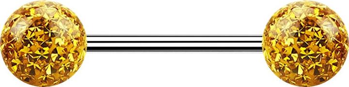 Image du produit Star Piercing Micro Barbell argent avec deux billes topaze couche de protection en époxy (sans laiton, Acier chirurgical 316L)