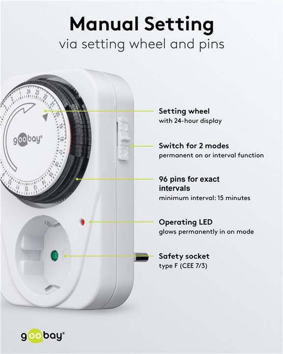 Immagine prodotto Goobay Timer analogico, 5 pezzi, bianco