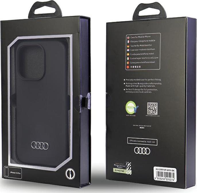 Produktbild Audi Silicone Case iPhone 14 Pro 6.1" czarny/black hardcase AU-LSRIP14P-Q3/D1-BK (Apple iPhone 14 Pro)