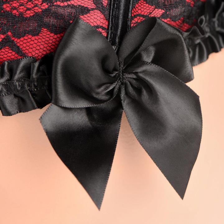 Produktbild Master Series Scarlet Seduction Lace-up Corset & Thong - Black/Red (XL)