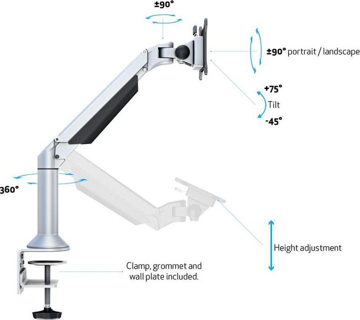 Produktbild Multibrackets MB Gasgelenk-W+T Halter (Tisch, 32")