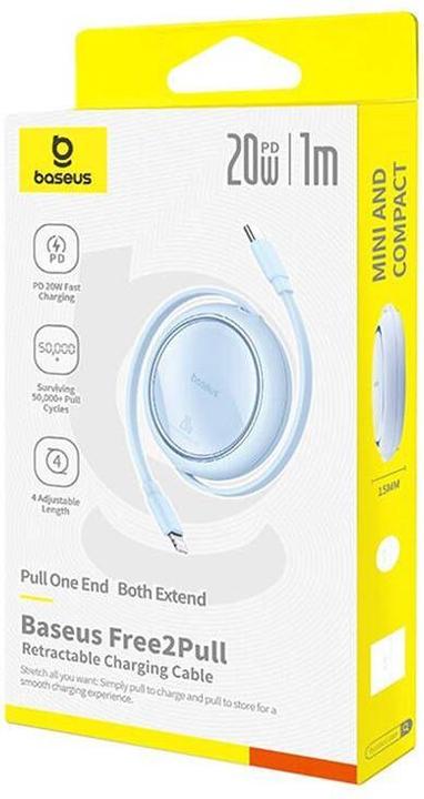Produktbild Baseus Free2Pull retractable USB-C / Lightning cable 20W 1m - blue (1 m)