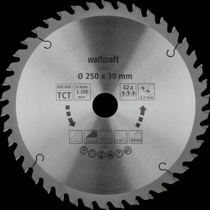 Produktbild wolfcraft Tischkreissägeblatt HM, Serie orange, Ø 250 mm