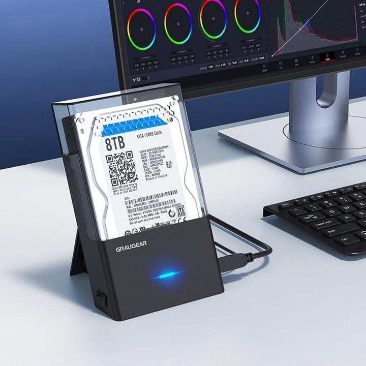 Produktbild Graugear Dock-Geh?use f?r 3,5"/2,5" HDD/SSD, USB3.2 Gen1 (USB-C, 1 Ports)