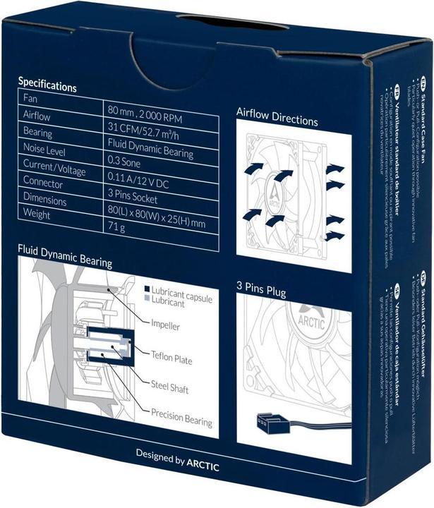 Immagine prodotto Arctic Ventola del PC F8 (80 mm, 1 x)