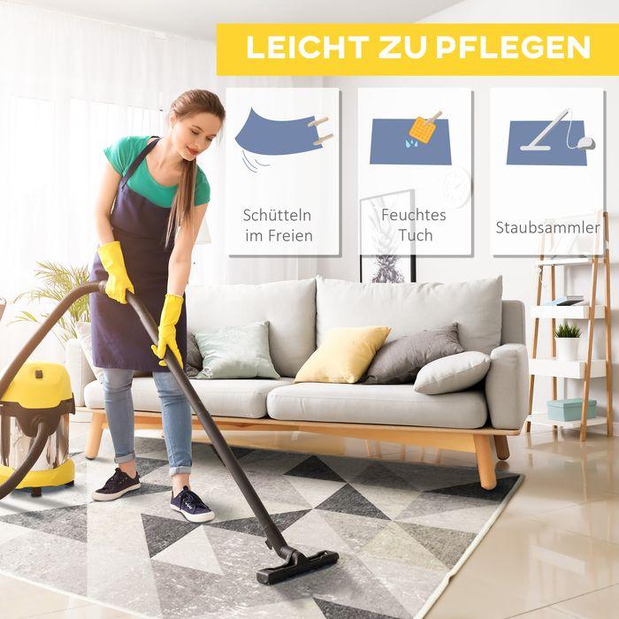 Produktbild Swisshandel24 Teppich mit geometrischen Formen, Vliesbeschichtung, 120x170cm, Dunkelgrau + Hellgrau (170 x 120 cm)