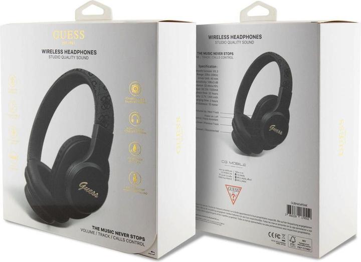Produktbild Guess PU Leather 4G Tone on Tone Script Logo Earphones - black (32 h, Kabellos)