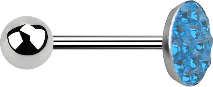 Immagine prodotto Star Piercing Barbell in argento con sfera e disco di cristallo azzurro (senza ottone, Acciaio chirurgico 316L)