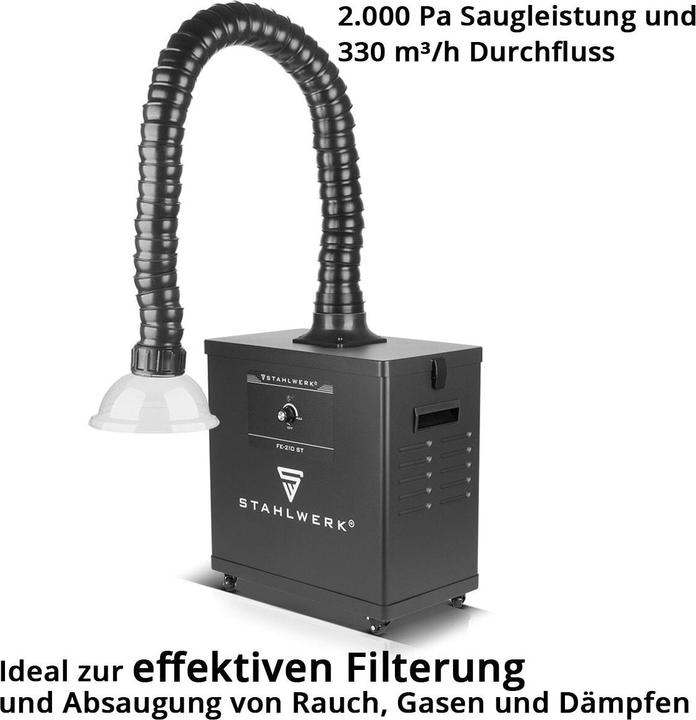 Produktbild Stahlwerk Rauchabsaugung FE-210 ST mit 3-fach-Filter und 210 W Absauganlage (Absauganlage)