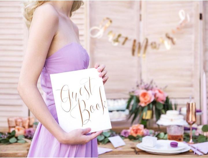 Image du produit Partydeco Livre d'or Guest Book 20 x 24.5 cm, Blanc/or rose (20 x 24.5 cm)