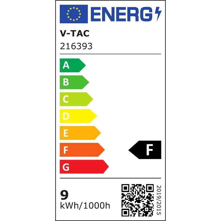 Label énergétique V-TAC VT6072 Tube à LED T8 9W G13 60cm en nanoplastique non rotatif 4000K (G13, 9 W, 850 lm, 1 x, F)
