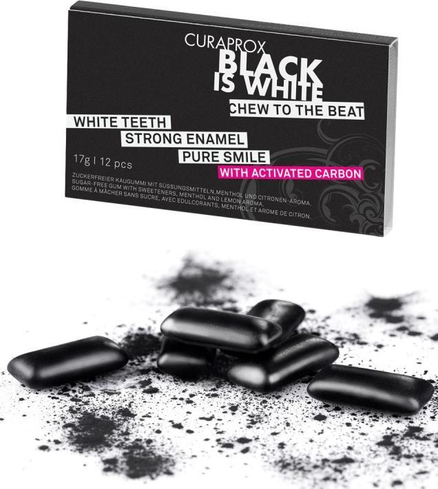 Actual product image Curaprox Black Is White Chewing Gum (12 pcs., 23 g)