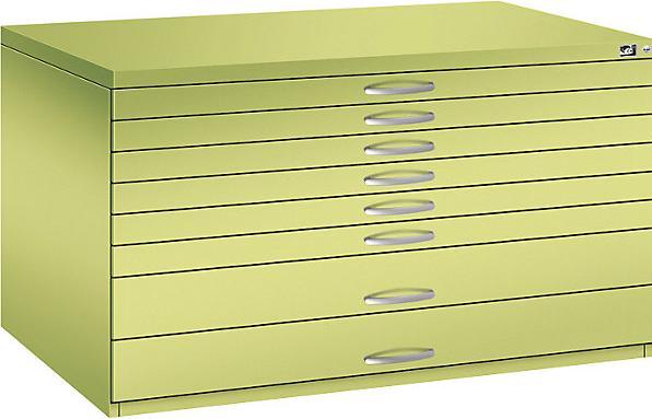 Actual product image C+P Drawing cabinet, A0, 8 drawers, height 760 mm, viridian green.