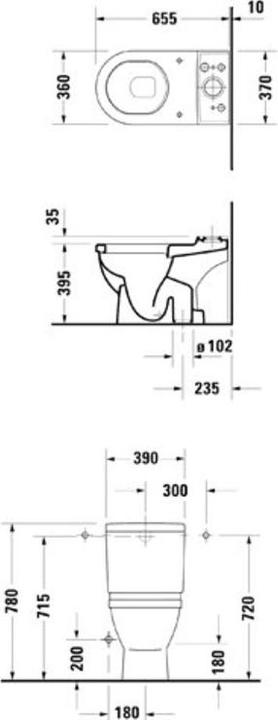 Productafbeelding Duravit Staande toiletcombinatie STARCK 3 ti. 360x655mm Ab se Ab in verticaal wit