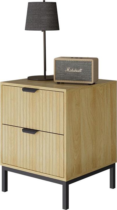 Produktbild Vicco Nachttisch Lennox, Eiche/Schwarz, 40 x 52 cm mit 2 Schubladen (40 x 52 x 40 cm)