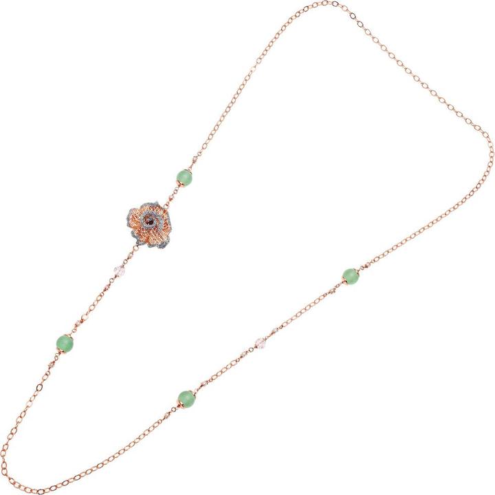 Produktbild Ottaviani Rose gold bronze necklace with silver glitter, agate, crystals and bijoux pearl