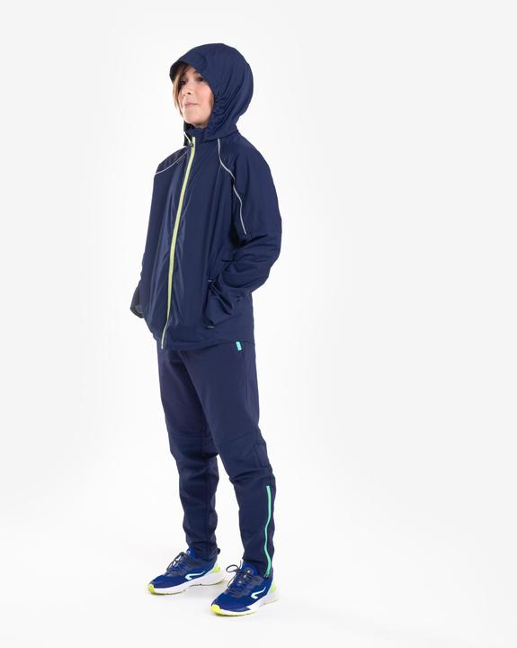 Actual product image Kiprun Kids running jacket waterproof - Rain blue/yellow (146)