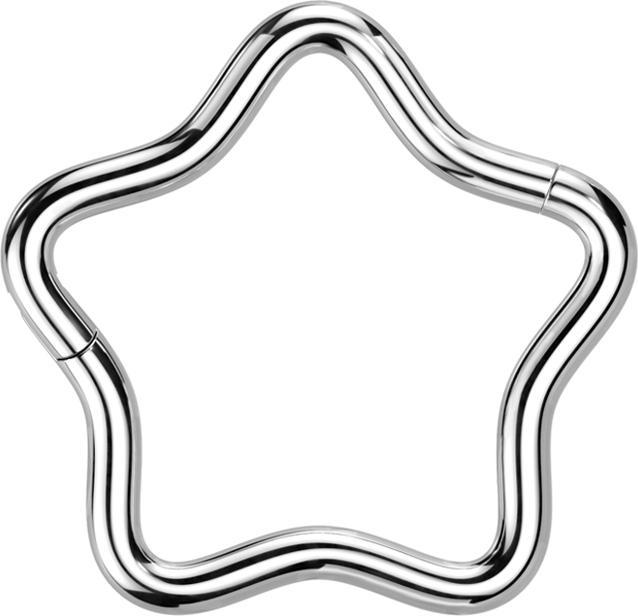 Star Piercing Micro Segmentring klappbar silber Stern (ohne Messing, Titan G23)