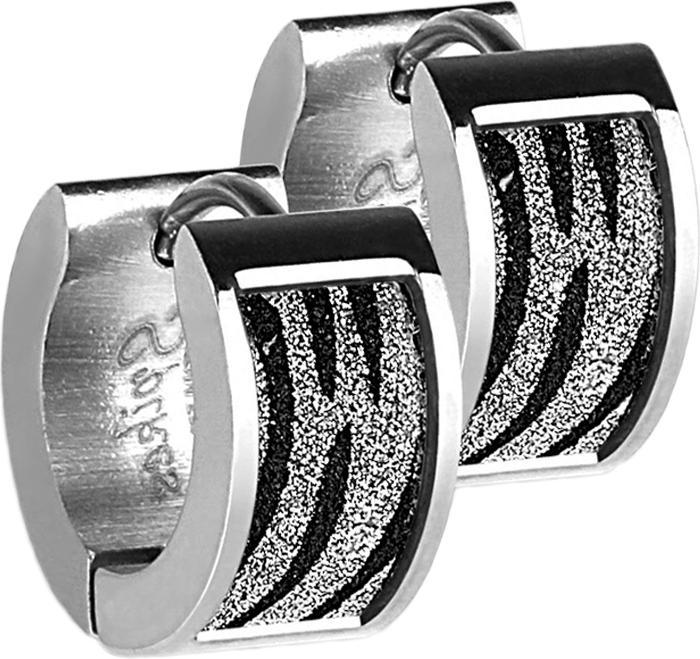 Actual product image Star Piercing Earring to flap silver with glitter and zebra pattern (without brass, Surgical steel 316L)