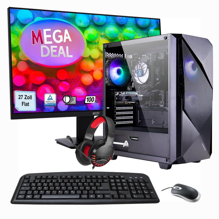 Immagine prodotto Hyrican MegaDeal Gaming-PC Striker SET2487 7374 + MSI PRO MP273ADE + Maus, Tastatur & Headset (AMD Ryzen 7 5700X, 32 GB, 1000 GB, GeForce RTX 4060)