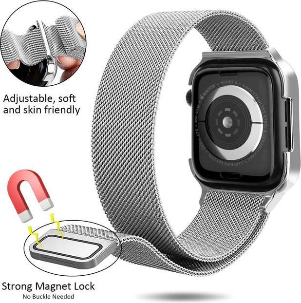Produktbild MU Classic RJT Series Edelstahl Armband mit Magnetverschluss (40 mm, Edelstahl, Apple Watch Series 5, Apple Watch Series 6, Apple Watch SE, Apple Watch Series 4)