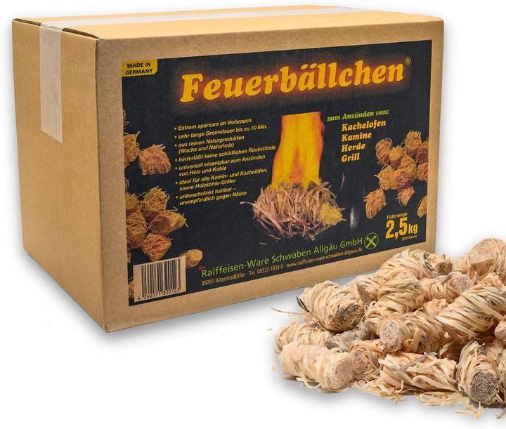 Produktbild Raiffeisen-Waren Feuerbällchen zum Anzünden von Kachelofen, Kamin-2,5 kg Schachtel ca. 200 Stück