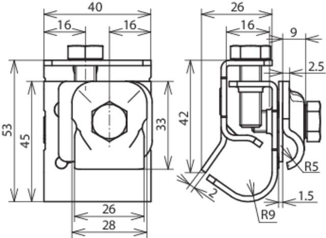 Productafbeelding Dehn Dubbele metalen gootklem Cu-St/tZn w. 339167