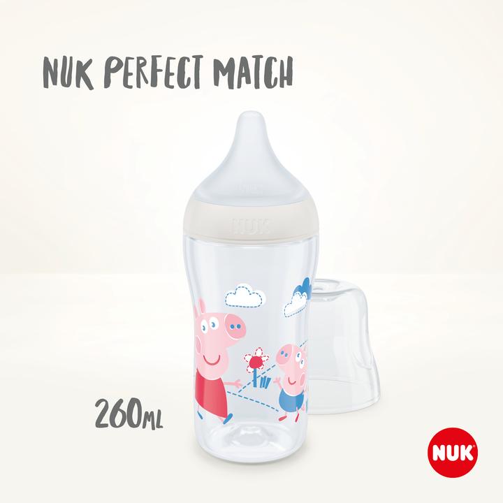 Immagine prodotto NUK Perfect Match Peppa Pig bottiglia PP 260ml, bianco (260 ml)