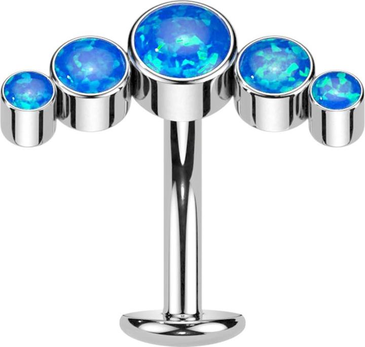 Produktbild Star Piercing Threadless Labret-Stab Banane silber fünf Opale blau (Titan G23)