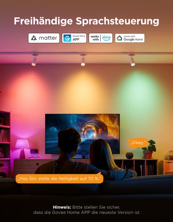 Image du produit Govee Smart Light Bulb E14, RGBWW, CRI groesser als (E14, 5 W, 450 lm, 1 x, F)