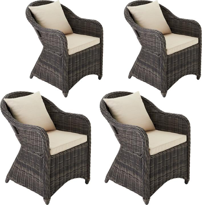 Immagine prodotto tectake 4 Poltrona deluxe in rattan e alluminio - sedia + cuscini su seduta e schienale