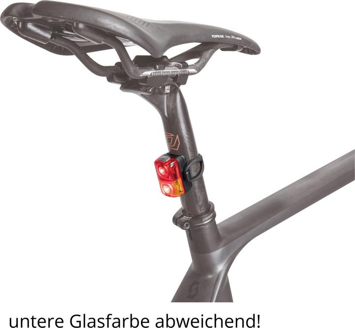 Actual product image Topeak TAILLUX 30 USB tail light, red / red 30 lumens, 2 red LEDs, 3 mode (30 lm)