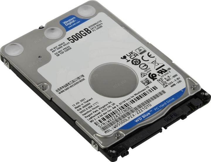 Produktbild WD Blue Mobile 500GB HDD 5400rpm SATA serial ATA 6Gb/s 128MB cache 6,4cm 2.5" RoHS compliant intern (0.50 TB, 2.5", SMR)