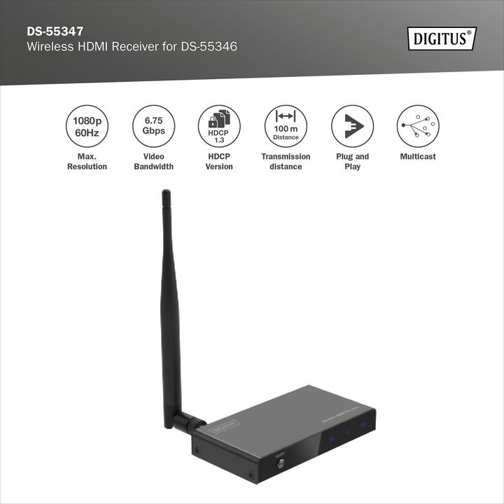 Actual product image Digitus Wireless HDMI Receiver for DS-55346 (100 m, HDMI 1.4a)