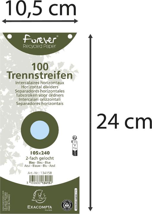 Actual product image Exacompta Separator strips Forever 10.5 x 24 cm, 100 pcs - light blue