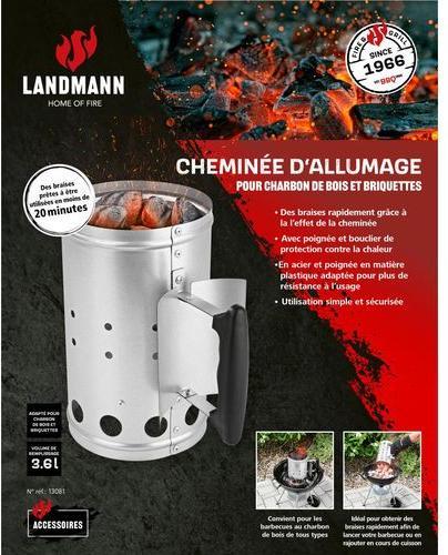 Actual product image Landmann Chimney starter Ø 16.5 x 27 cm, stainless steel/black