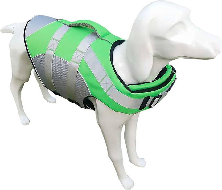 Immagine prodotto Just White Giubbotto di salvataggio per cani verde neon (L, Giubbotto di salvataggio per cani)