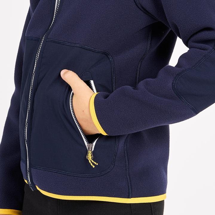 Actual product image Tribord Fleece jacket sailing children warm reversible 500 navy blue/yellow (100 C)