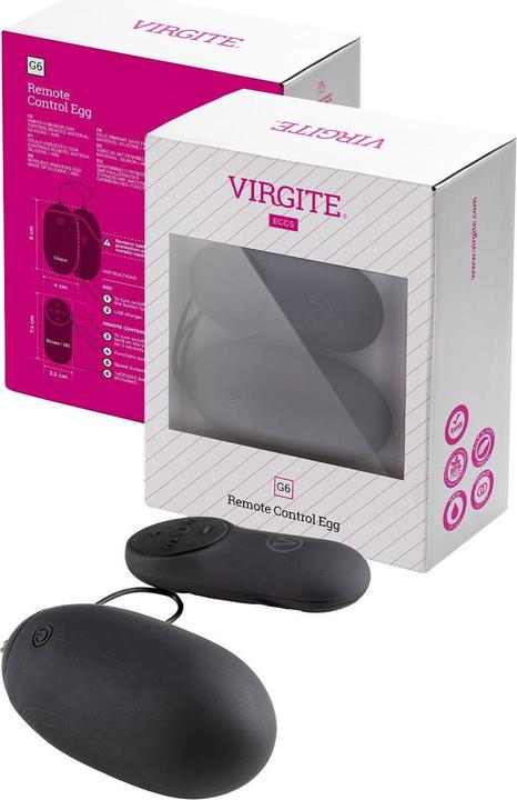 Actual product image Virgite Vibrator egg, G6, rechargeable, black, 230 g