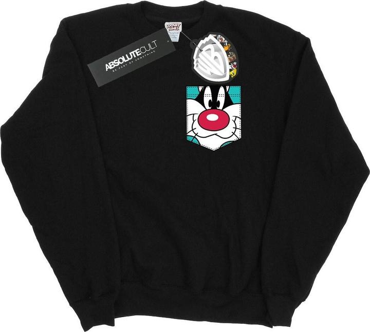 Actual product image Looney Tunes Mens Sylvester Face Faux Pocket Sweatshirt (XL)