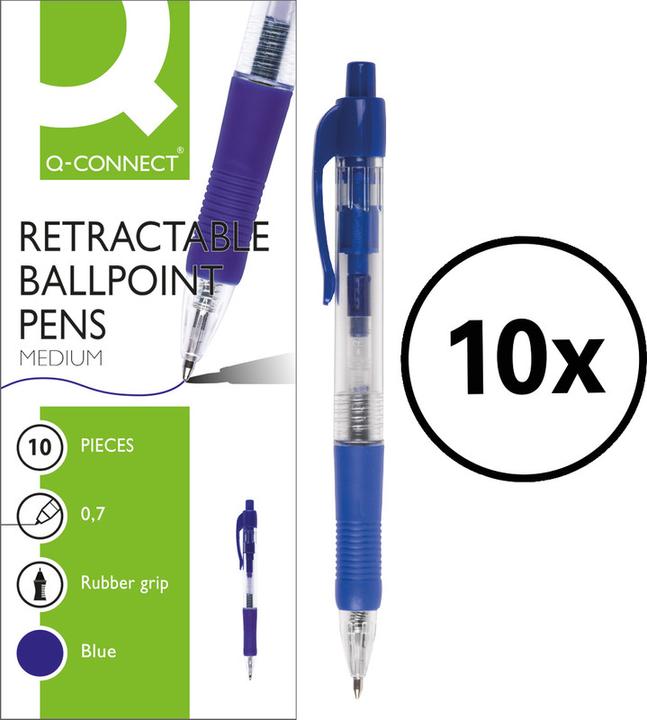 Produktbild Q-Connect Kugelschreiber mit Druckmechanik (Blau, 10 x)