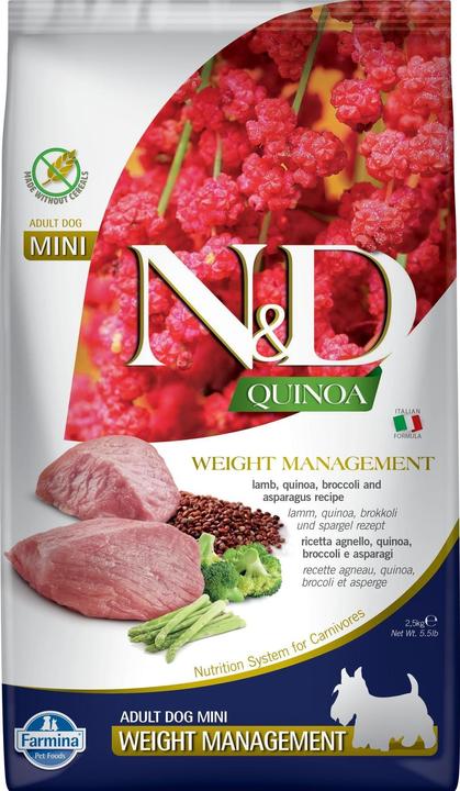 Immagine prodotto Farmina N&D Quinoa Dog Weight Management Lamb Adult Mini - Cibo secco per cani - 2,5 kg (Adulto, 1 pz., 2500 g)